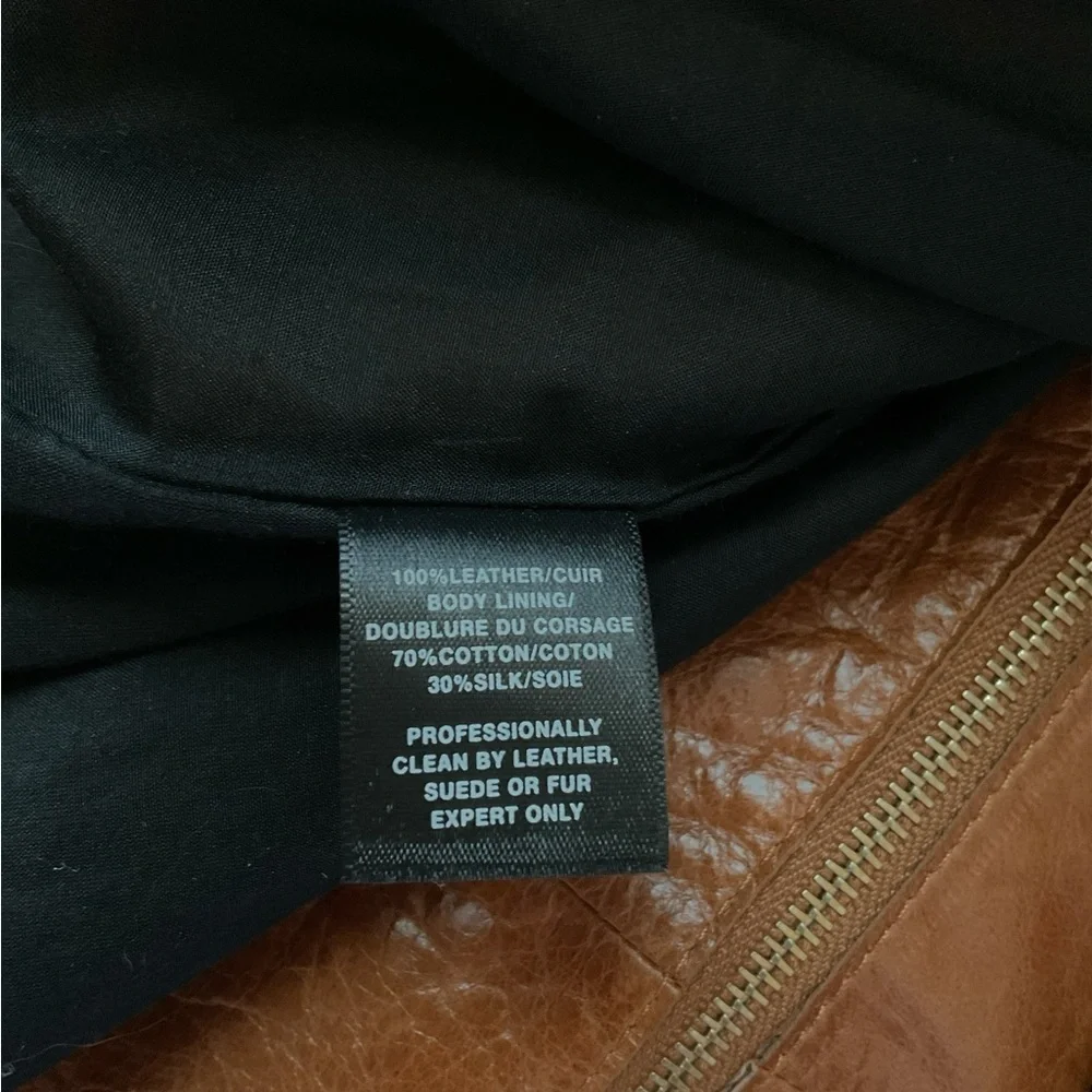 Lafayette 148 New York Brown Wylie Leather Jacket Size L NWT